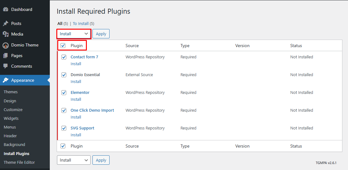 Select and Install Plugins