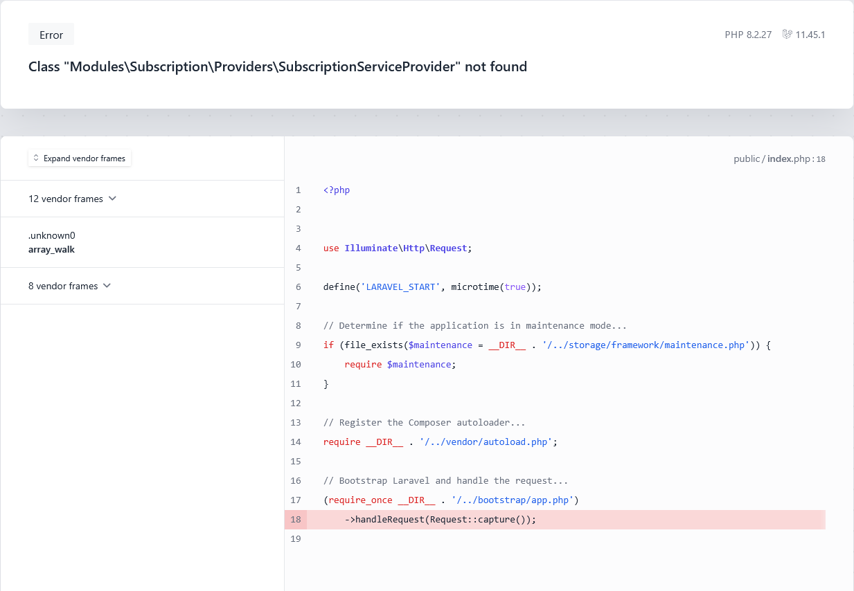Service Provider Not Found